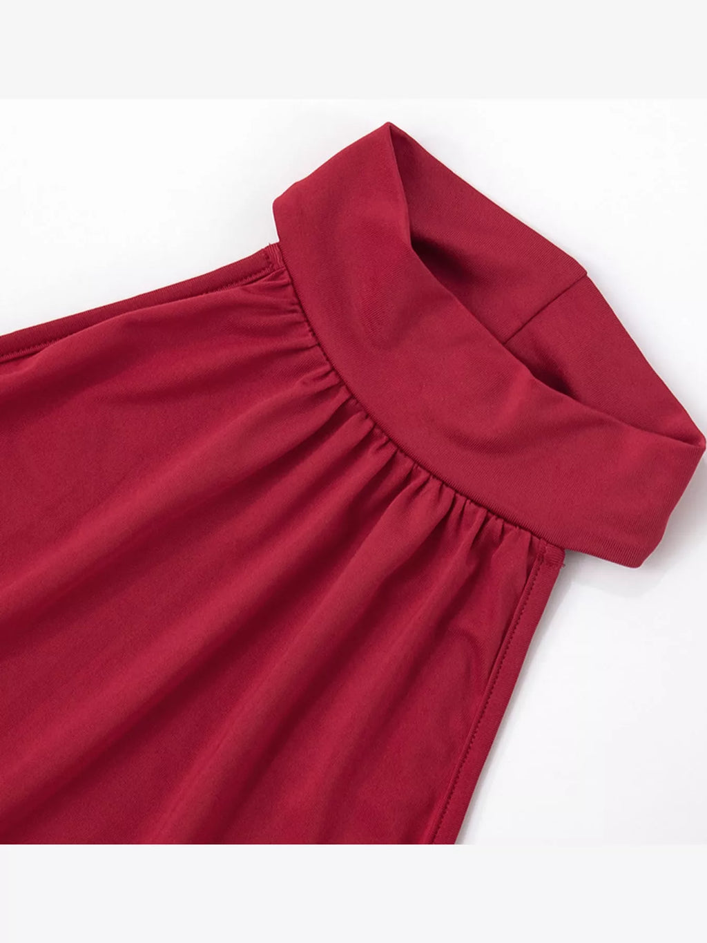 Ruched High-Neck Sleeveless Slit Maxi Dress