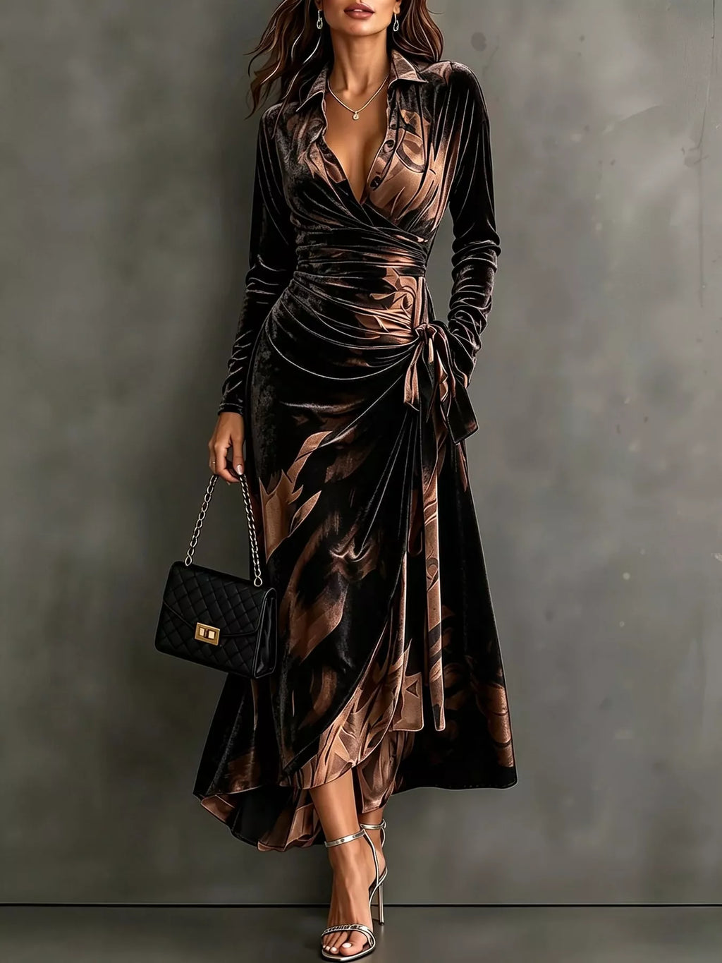 Tie-Detail Surplice Dress