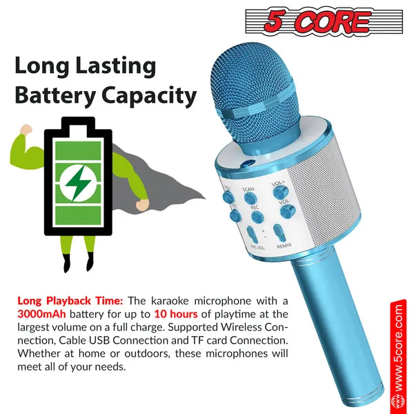 Wireless Karaoke Microphone with Speaker | 3-in-1 Bluetooth Mic | Portable | Blue — Eliza & Tuan