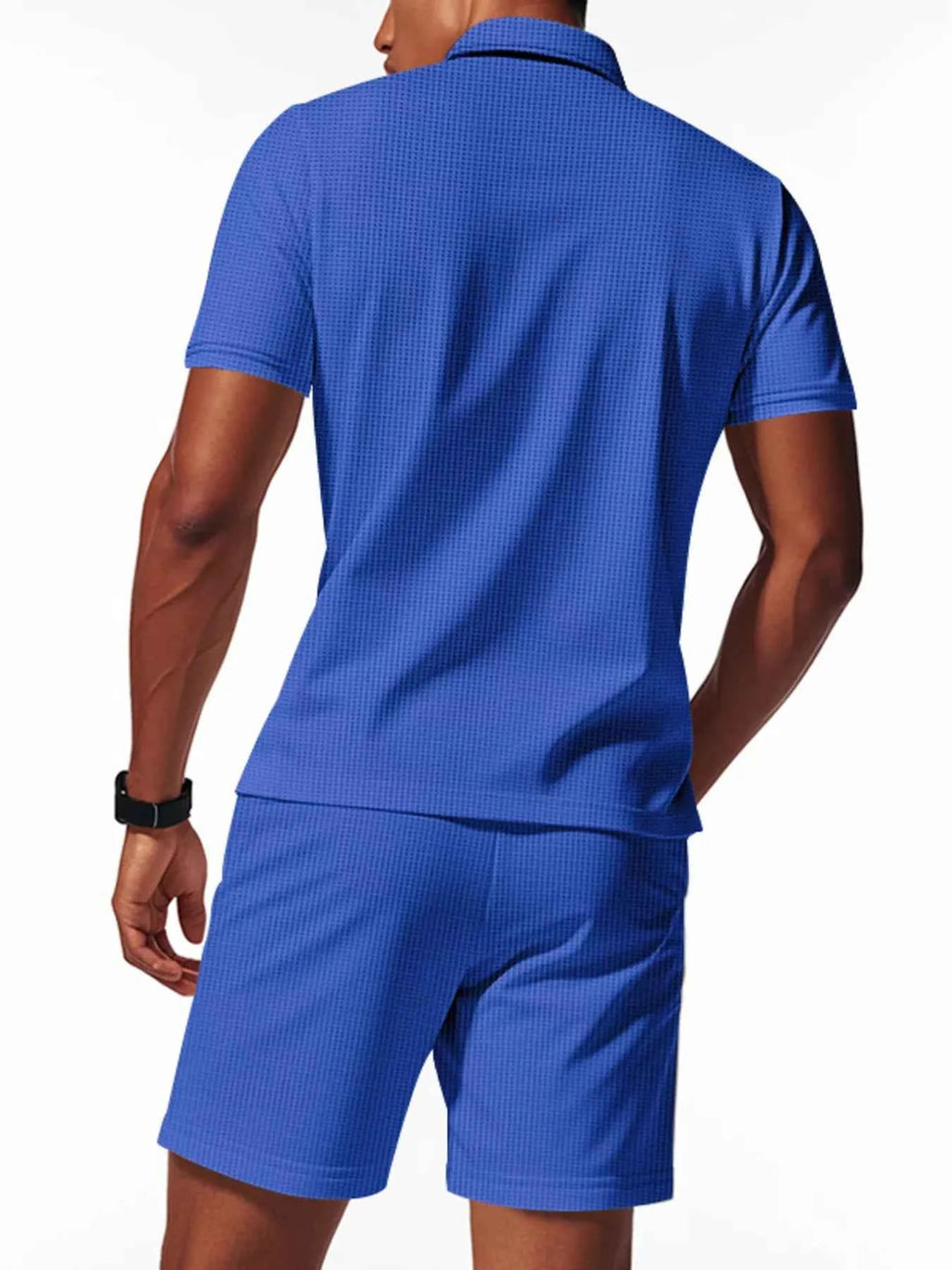 Men’s Textured Polo & Shorts Set