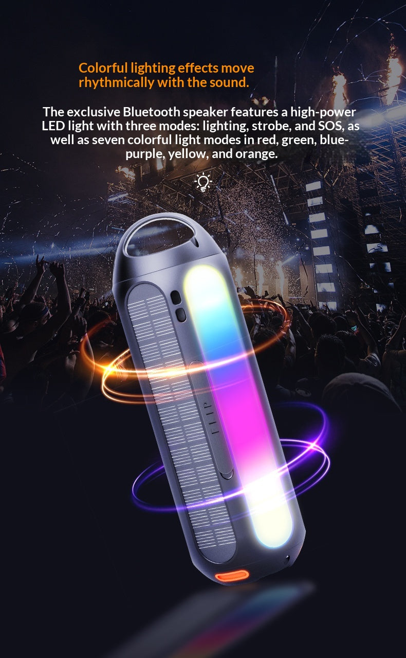Outdoor Waterproof Bluetooth Speaker — 30W HIFI Sound, BT 5.1, RGB Lights & Solar Charging Option — Eliza & Tuan