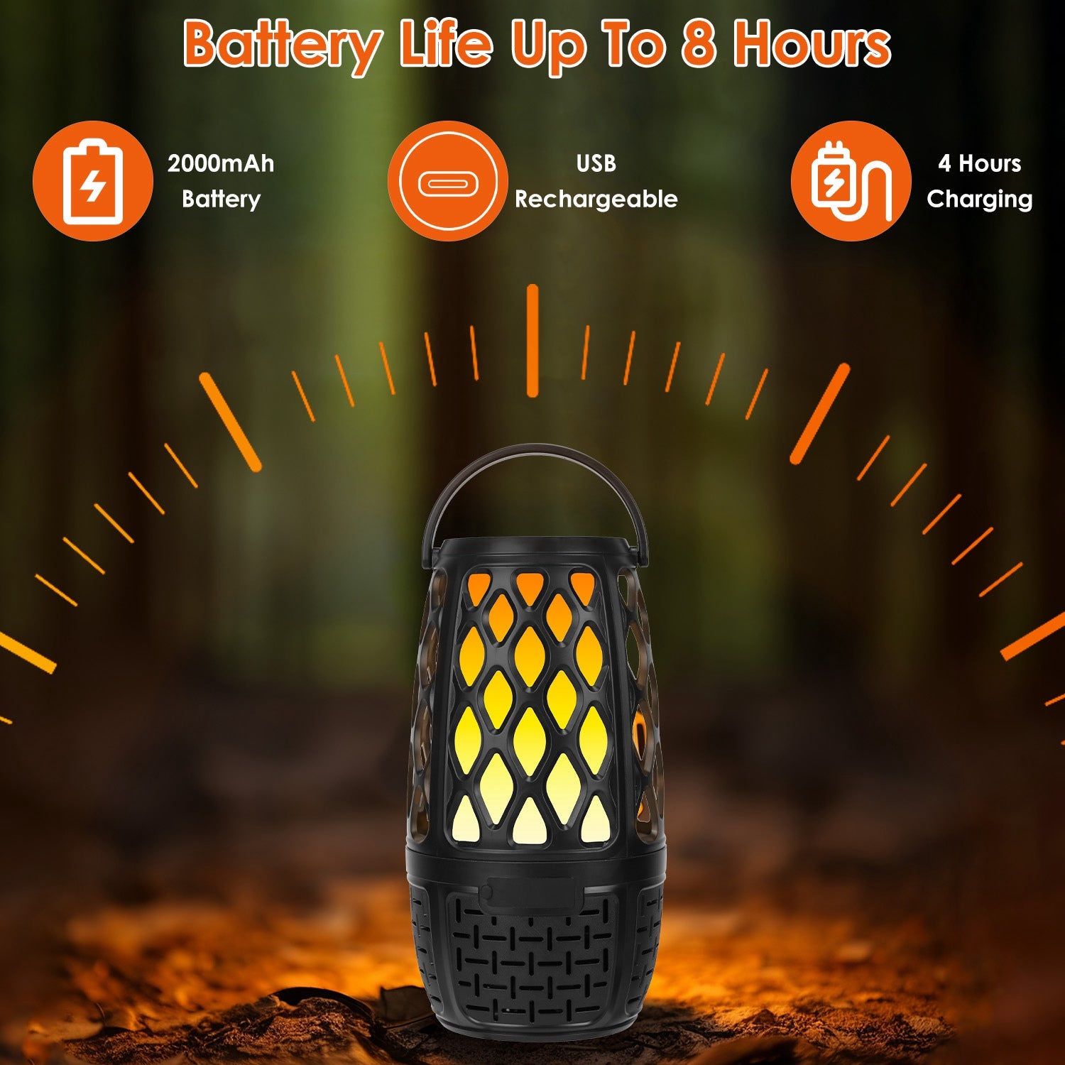 4-in-1 LED Flame Bluetooth 5.3 Speaker | Outdoor Waterproof | 10W | Sync 100 Speakers — Eliza & Tuan