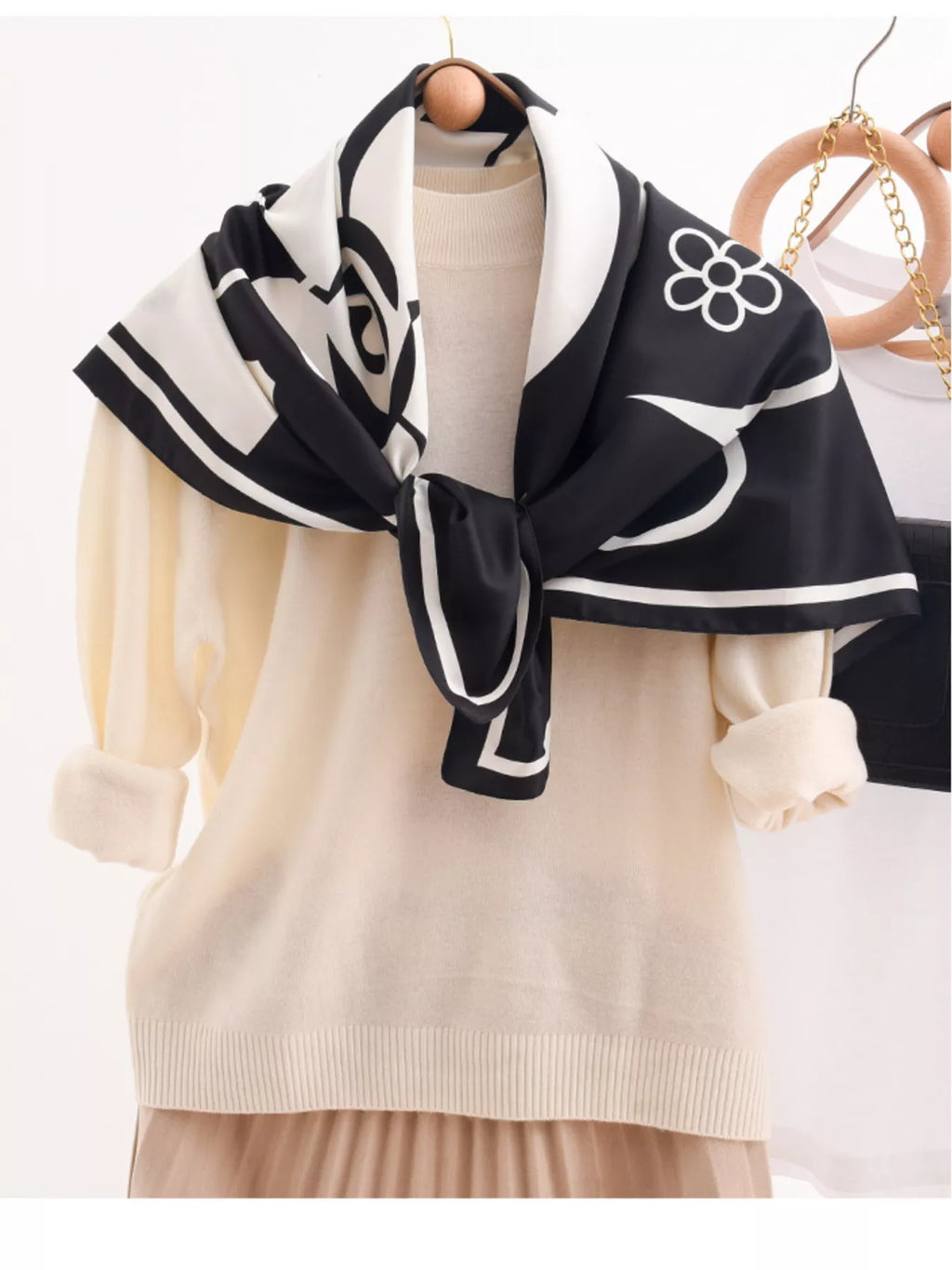 Flower Print Square Scarf