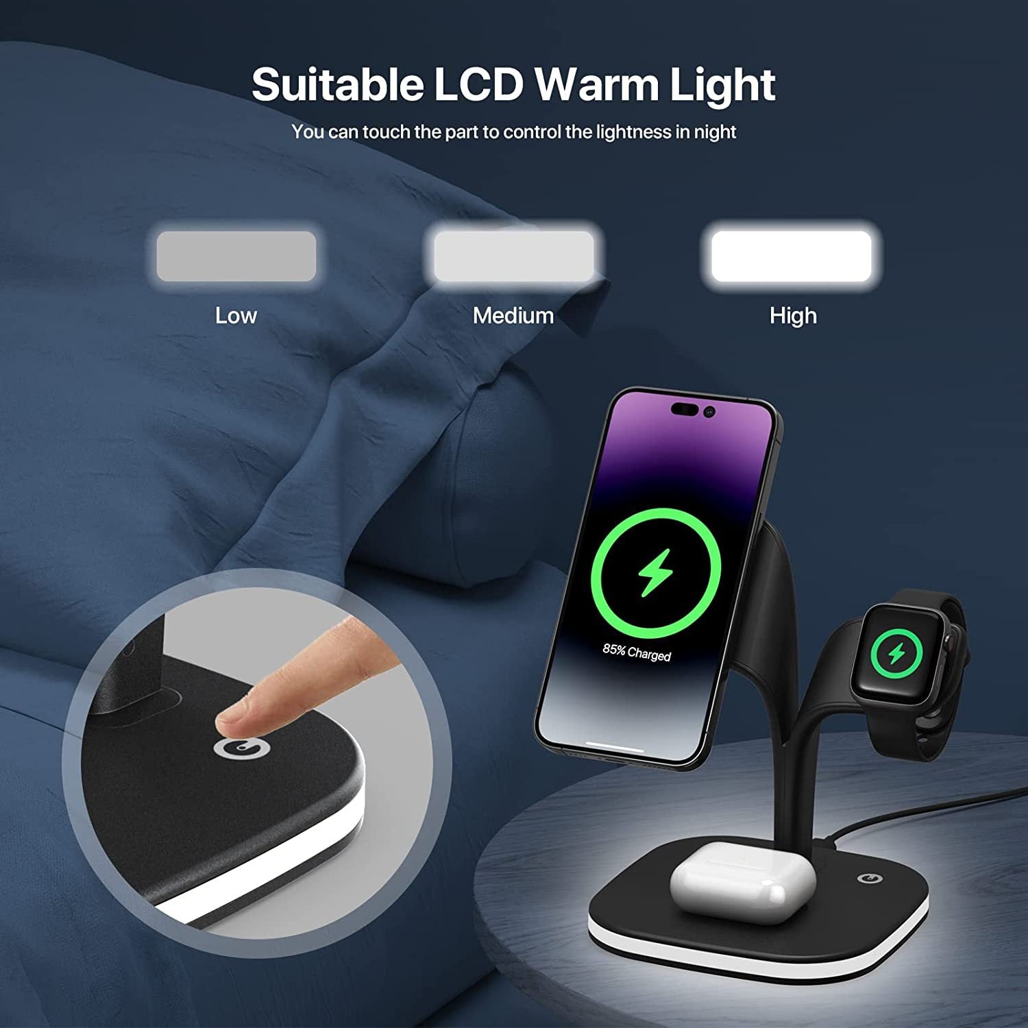 Magnetic 3-in-1 Wireless Charging Station — Phone, Earphones & Watch — Prime Trend Market