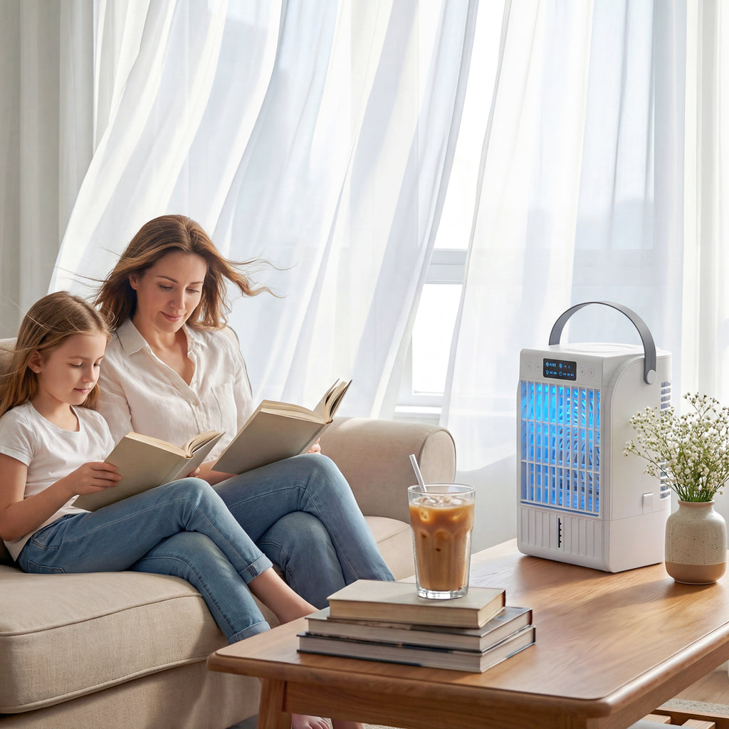 4-in-1 Portable Mini Air Conditioner — 1500ml Tank, 4 Wind Speeds, 6H Timer & RGB 7-Color LED — Prime Trend Market