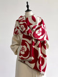 Floral-Pattern Polyester Scarf