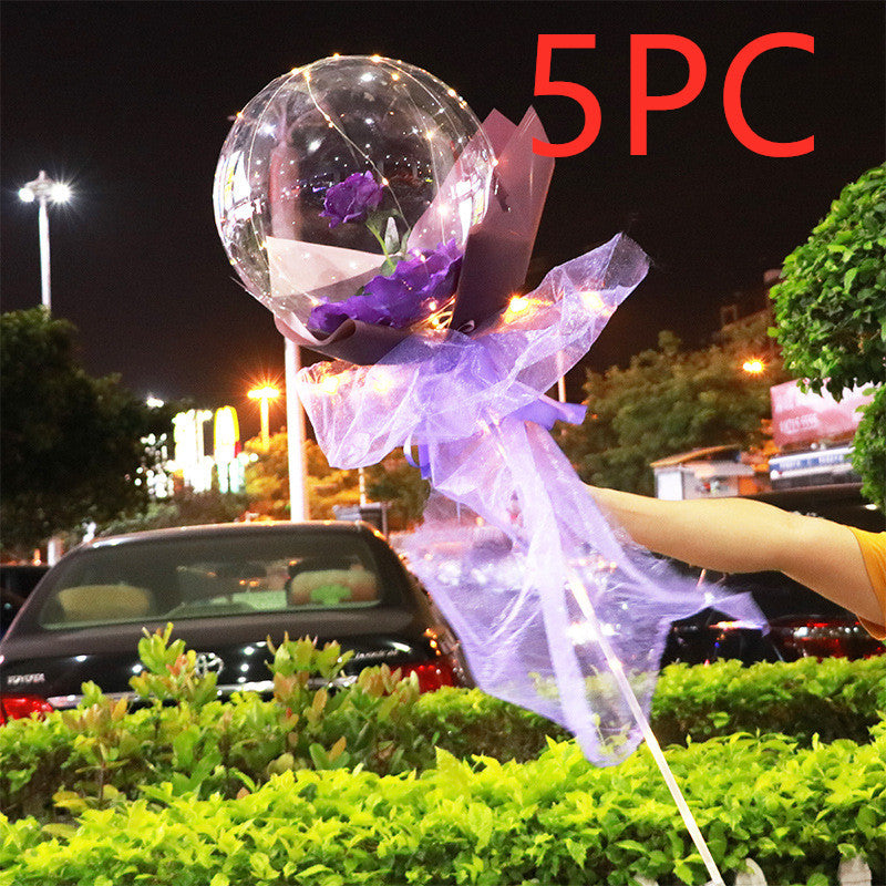 LED Luminous Balloon Rose Bouquet | Transparent Bobo Ball | Light-Up Flower Gift — Prime Trend Market