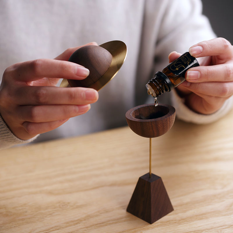 Luxury Asteroid Aromatherapy Oil Diffuser — Black Walnut Sculptural Home Scent — Prime Trend Market