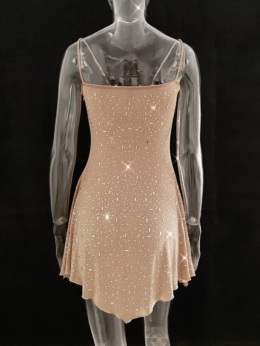 Rhinestone-Detail Mini Cami Dress