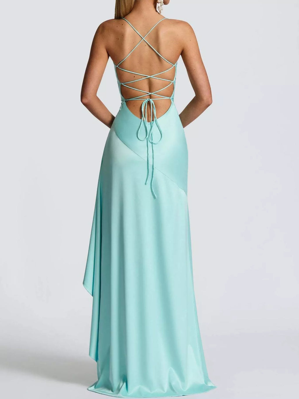 High-Low Ruffle-Hem Evening Dress