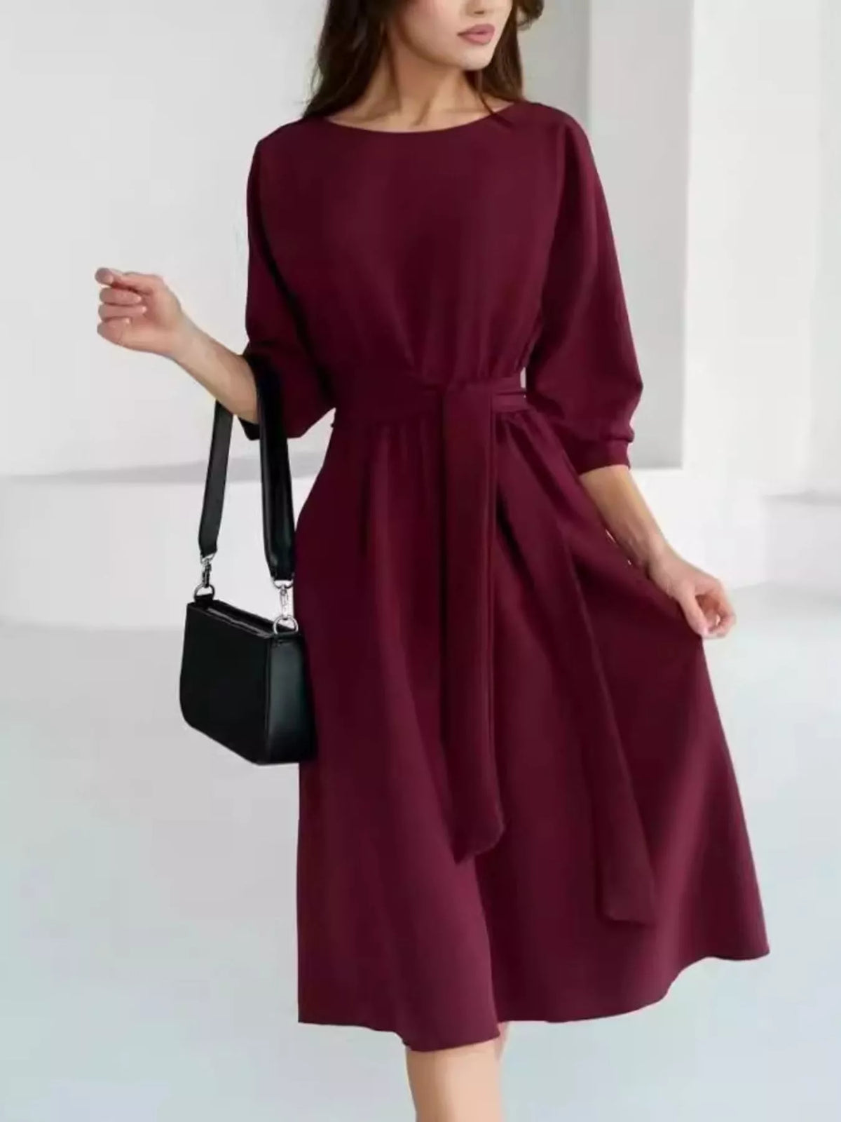 Belted Midi Dress with Pockets | S–XXL