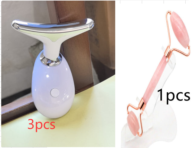 Luxury 7-Color LED EMS Face & Neck Beauty Massager — Negative Ion, Infrared, Ultrasonic Skin Rejuvenation — Eliza & Tuan