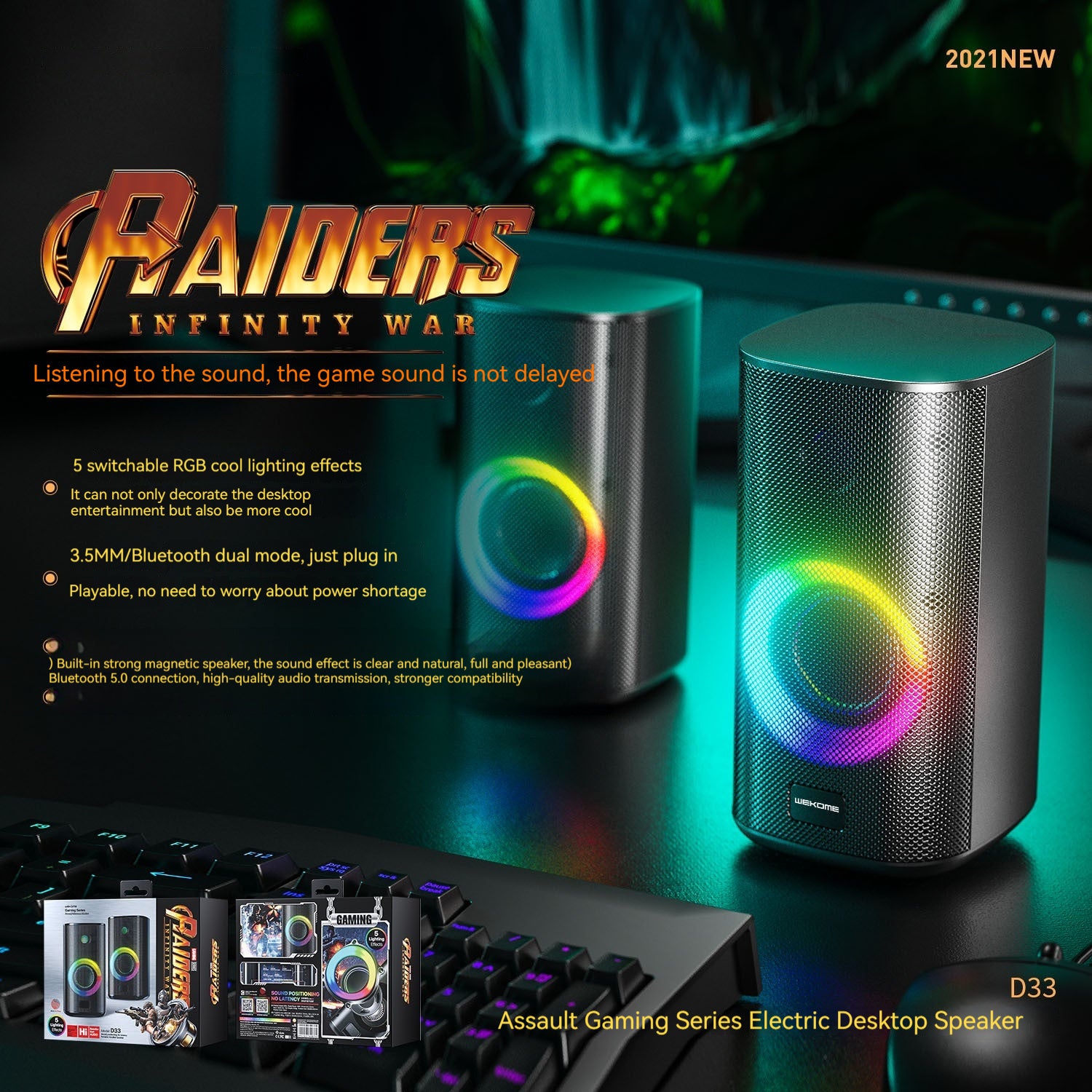 RGB Gaming Desktop Bluetooth Speaker | Dual Stereo Sound, LED Light Show & USB Powered — Prime Trend Market