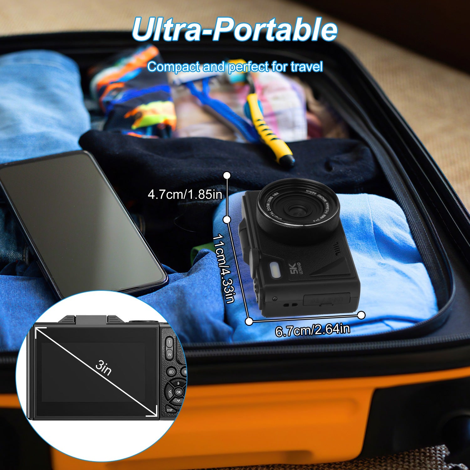 5K WiFi Vlogging Camera with Flip Screen, Fill Light & 2 Batteries — Prime Trend Market