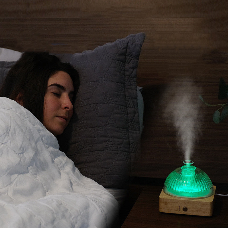 Luxury Solid Wood Glass Aroma Diffuser & Humidifier — Ultrasonic, Aromatherapy, Sleep Aid, Timer — Prime Trend Market