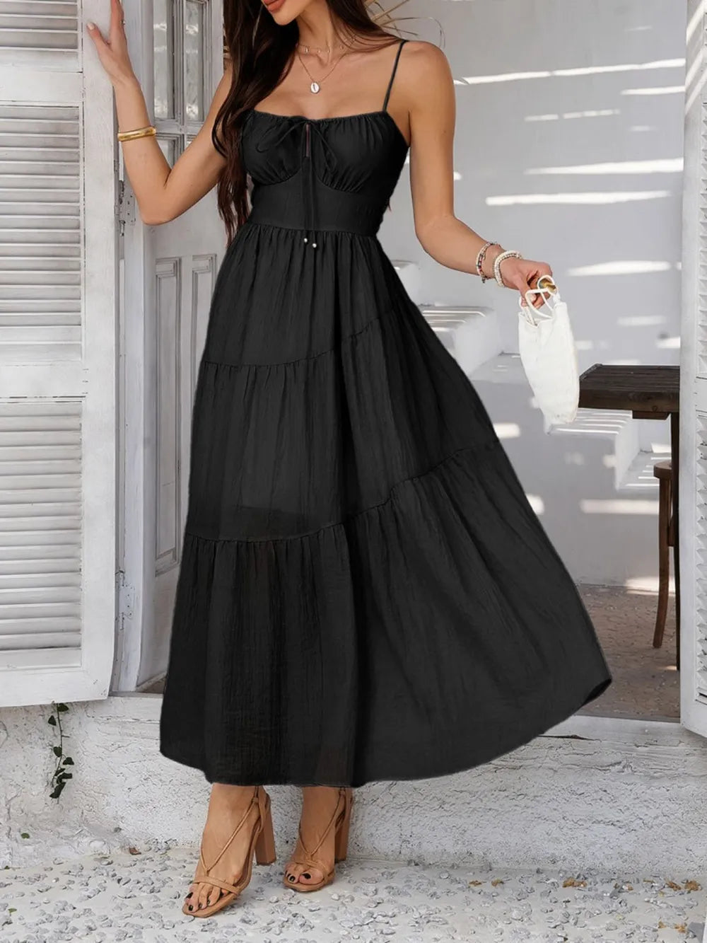 DeVine Smocked Tiered Maxi Cami Dress
