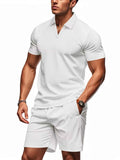 Men’s Textured Polo & Shorts Set