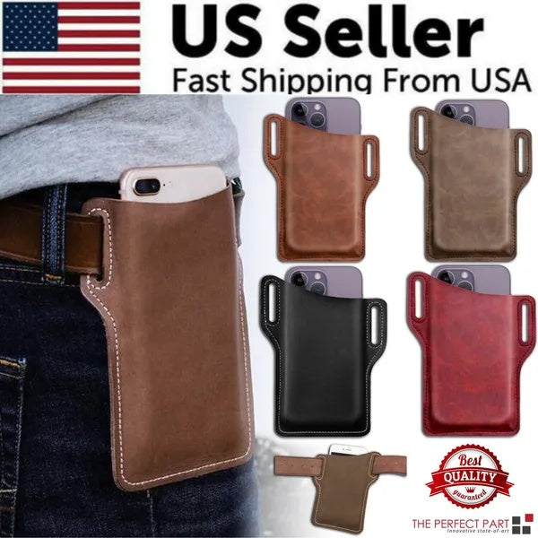 Men's Leather Phone Belt Holster — Waist Pouch with Belt Loop — Prime Trend Market