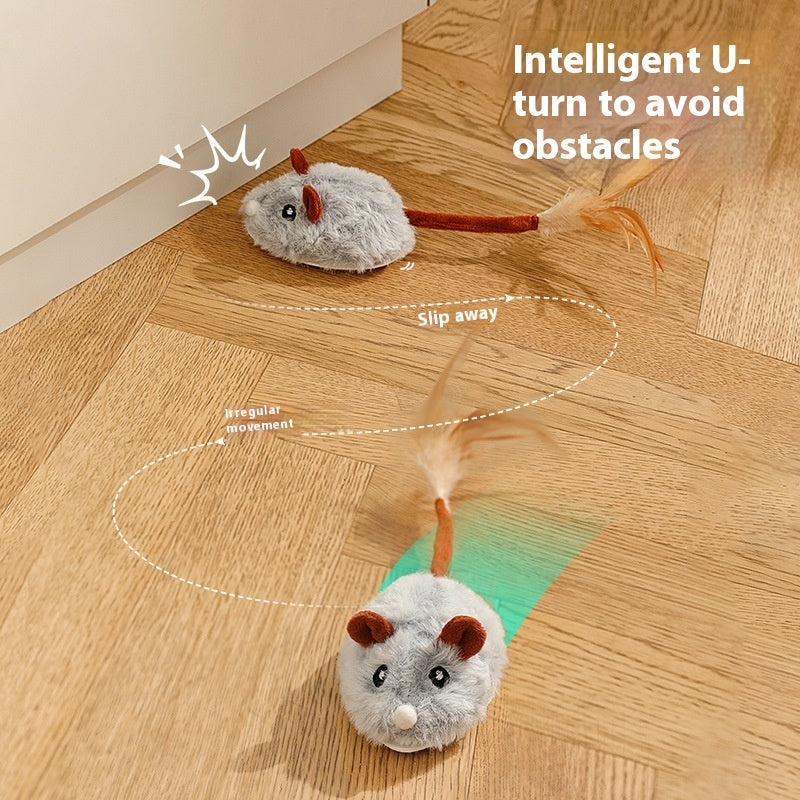 PawHunt Electric Mouse Cat Toy – Auto-Moving Plush Interactive Pole Toy for Cats | 3 Colors — Prime Trend Market