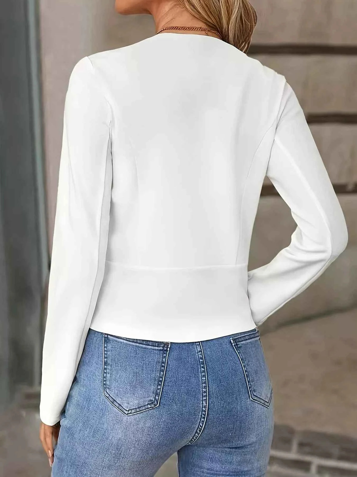 Unlined Open-Front Cropped Blazer