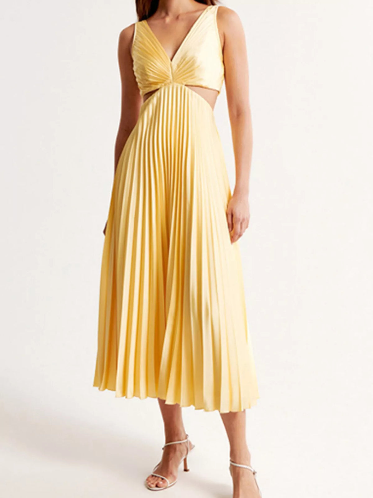 Pleated Cut-Out Midi Dress | S–2XL