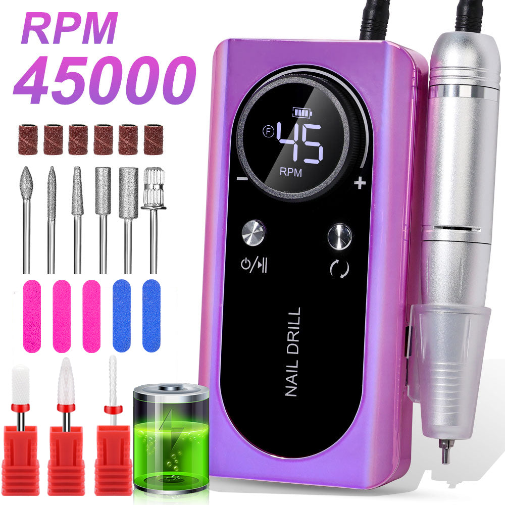 Professional Electric Nail Drill Machine | 45,000 RPM | Cordless Rechargeable | LCD Display | E-File Kit — Prime Trend Market