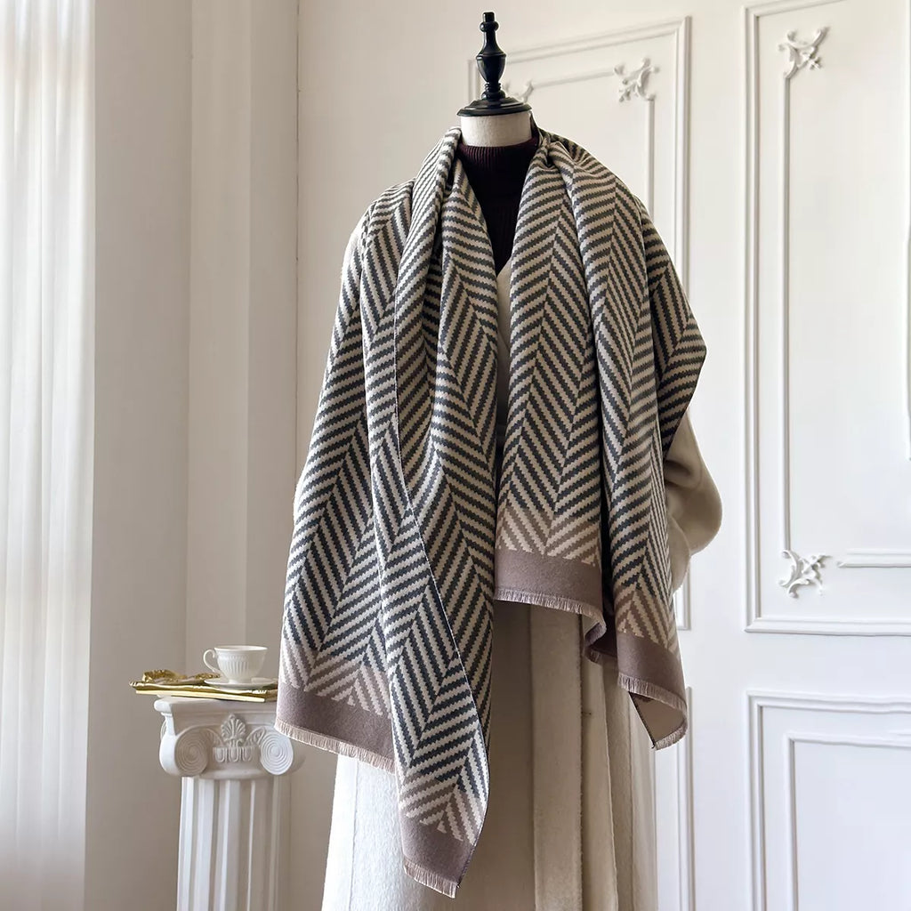 Cotton Patterned Raw-Hem Scarf