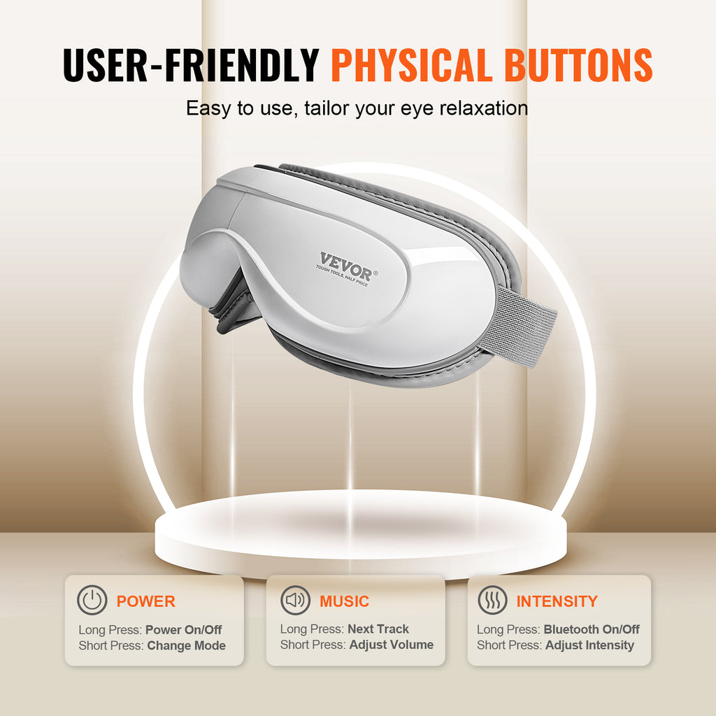 VEVOR Eye Massager with Heat | 5 Modes Bluetooth Music | 180° Foldable Eye Care Device | White — Prime Trend Market