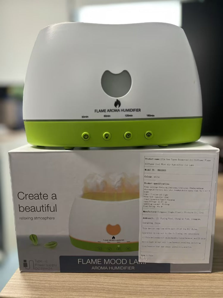 Flame Effect Essential Oil Diffuser & Cold Mist Humidifier — 120ml | Aromatherapy Air Purifier | Home, Spa & Nursery — Prime Trend Market