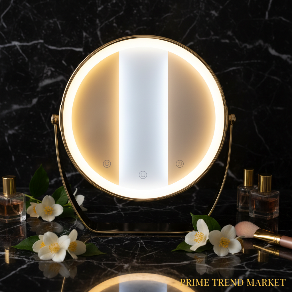 LED Lighted Makeup Vanity Mirror – 3 Light Colors, Touch Screen, USB Rechargeable | White — Eliza & Tuan