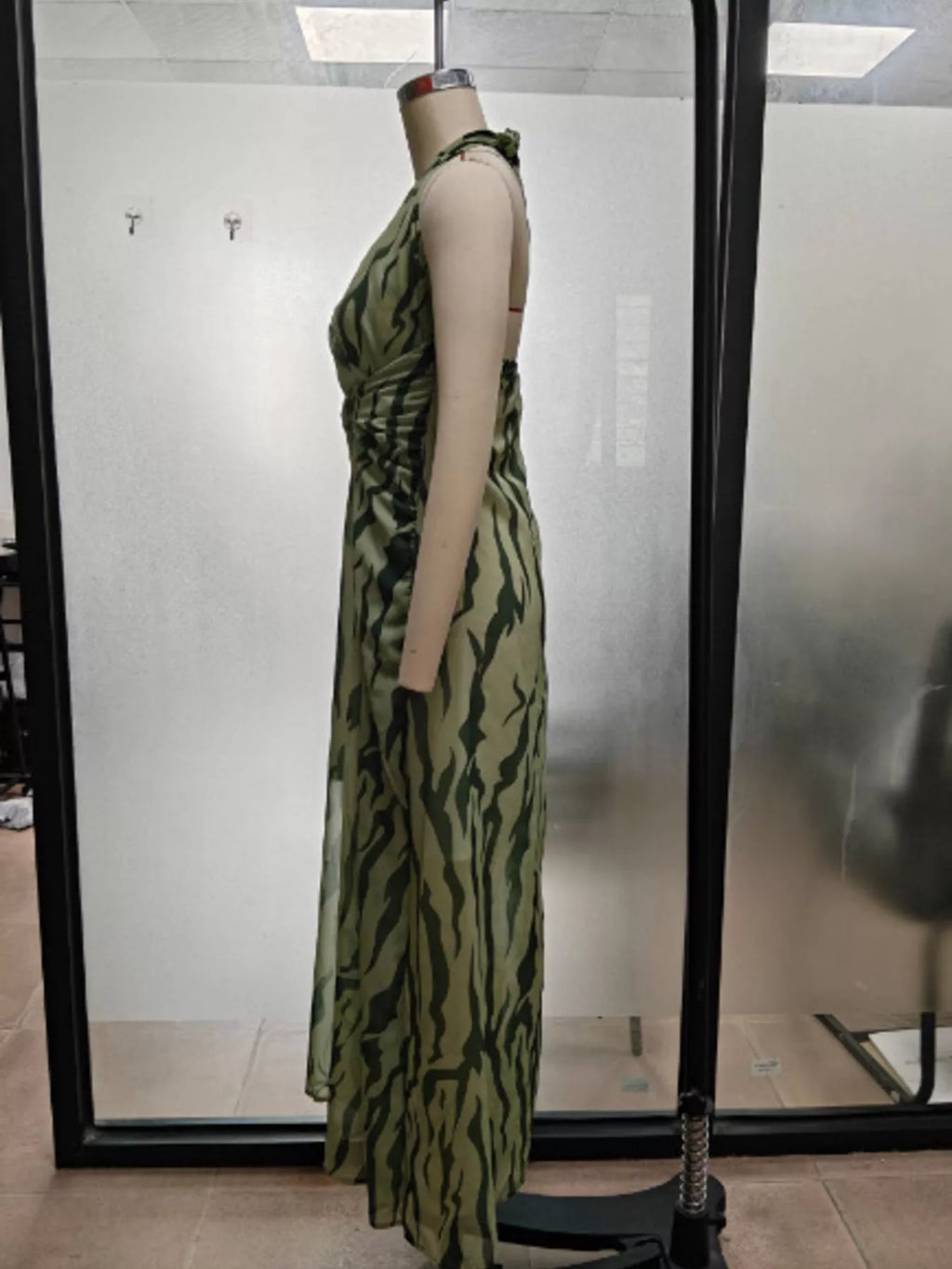 Halter-Neck Ruched Maxi Dress