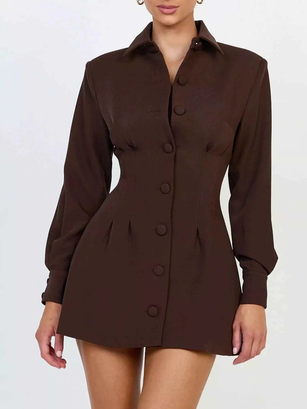 Corset-Style Button-Front Blazer Dress