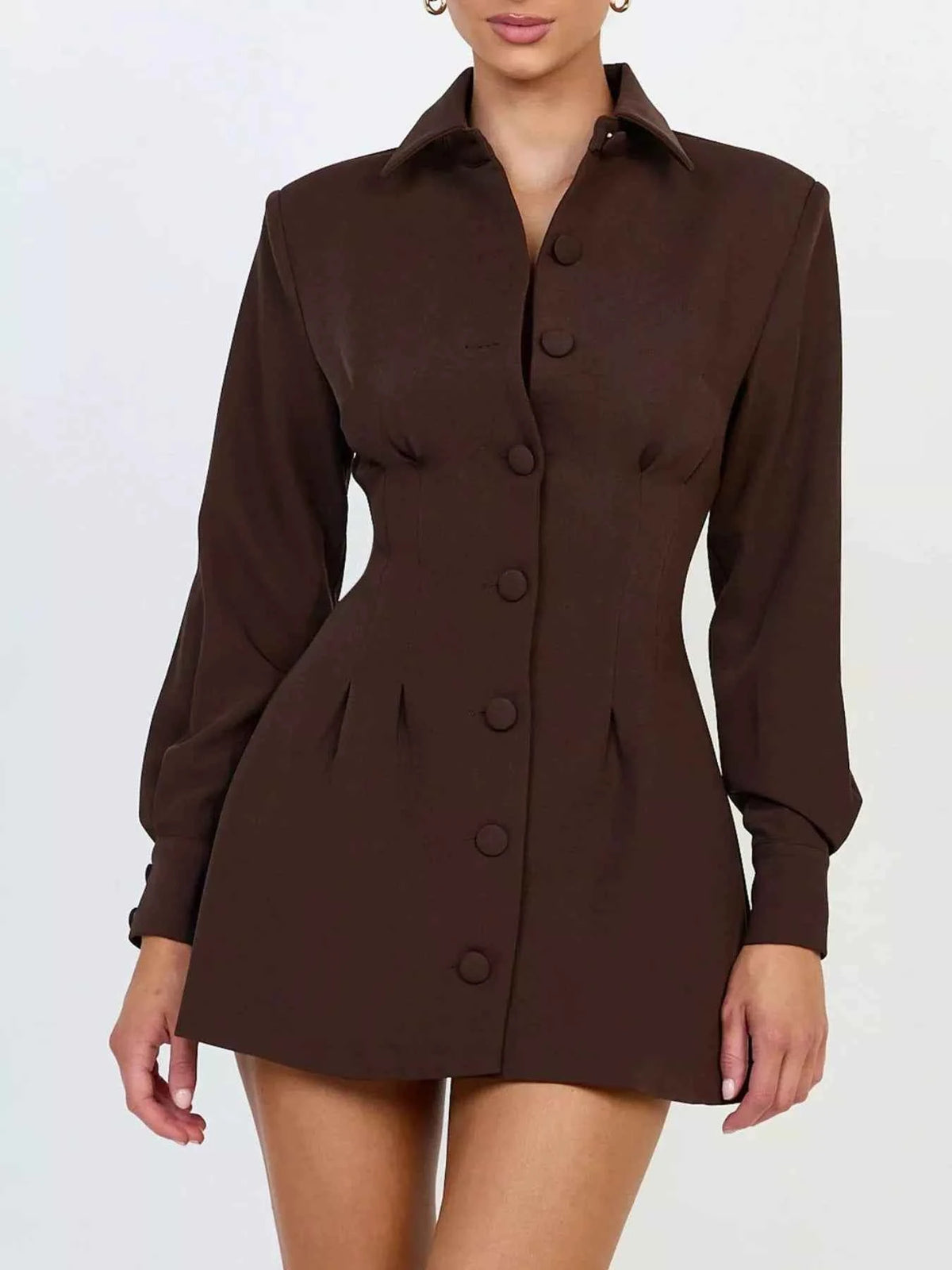 Corset-Style Button-Front Blazer Dress