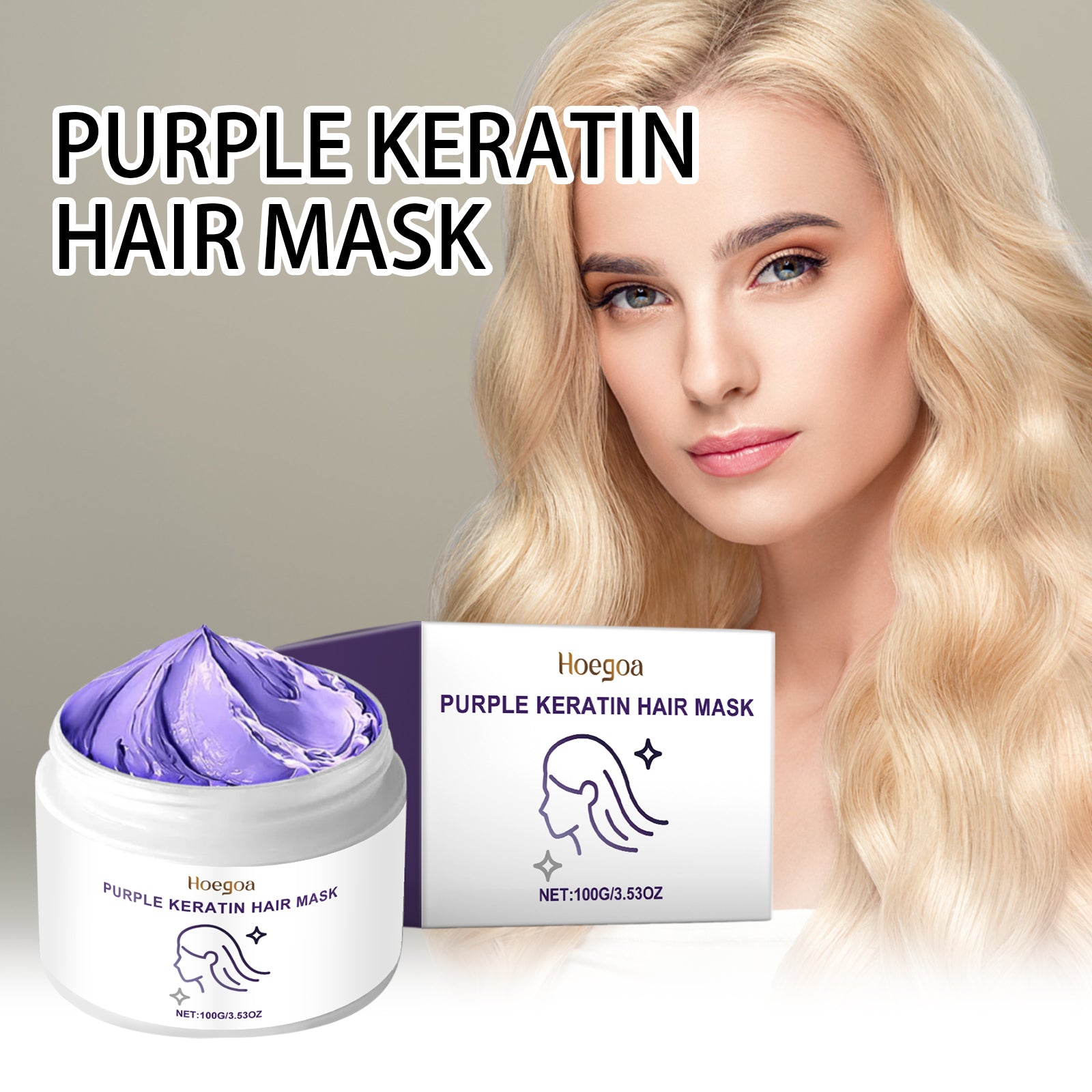 Hoegoa Keratin Purple Hair Mask — Nourishing & Moisturizing for Dry, Frizzy Hair — Prime Trend Market