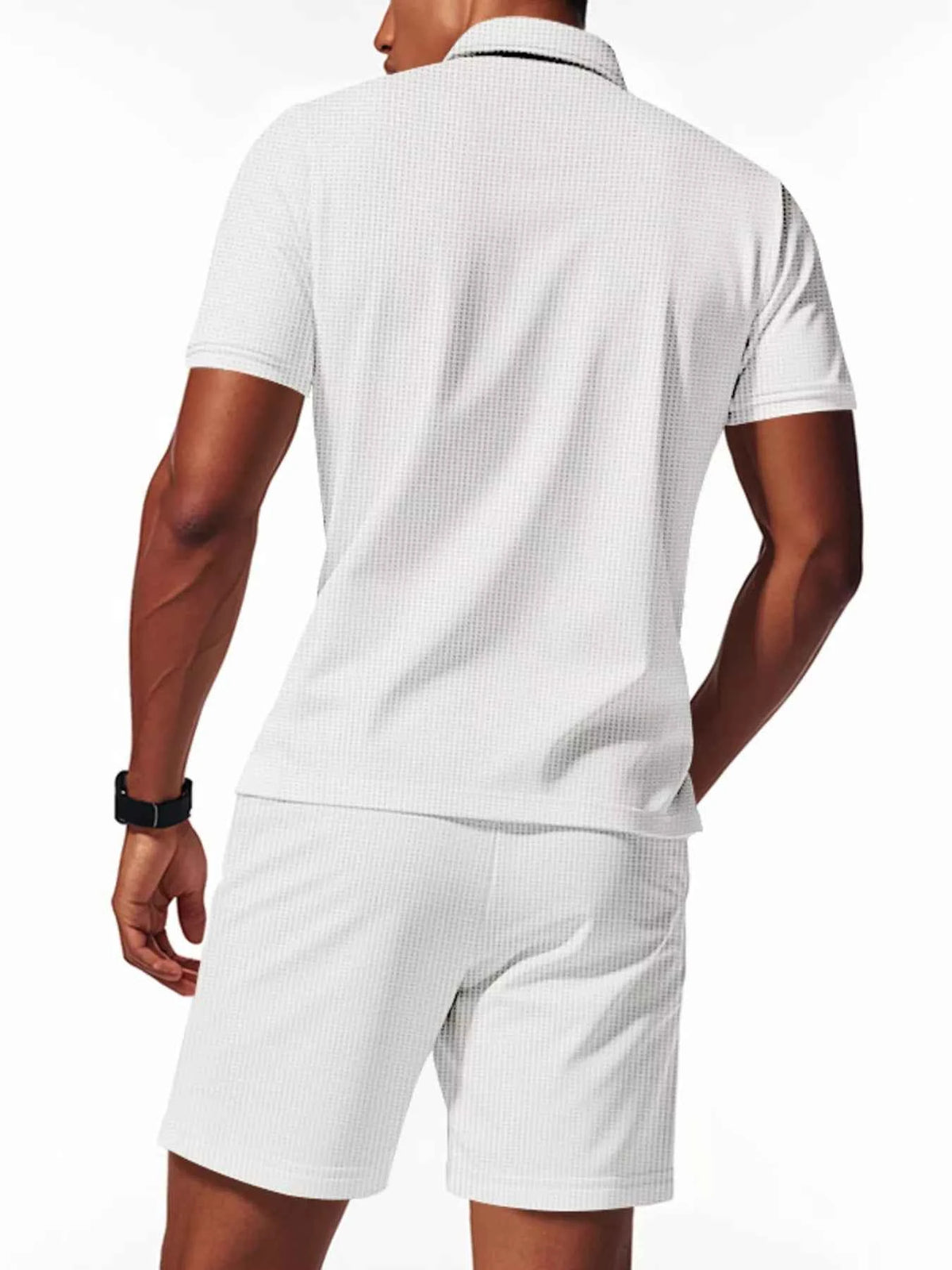 Men’s Textured Polo & Shorts Set