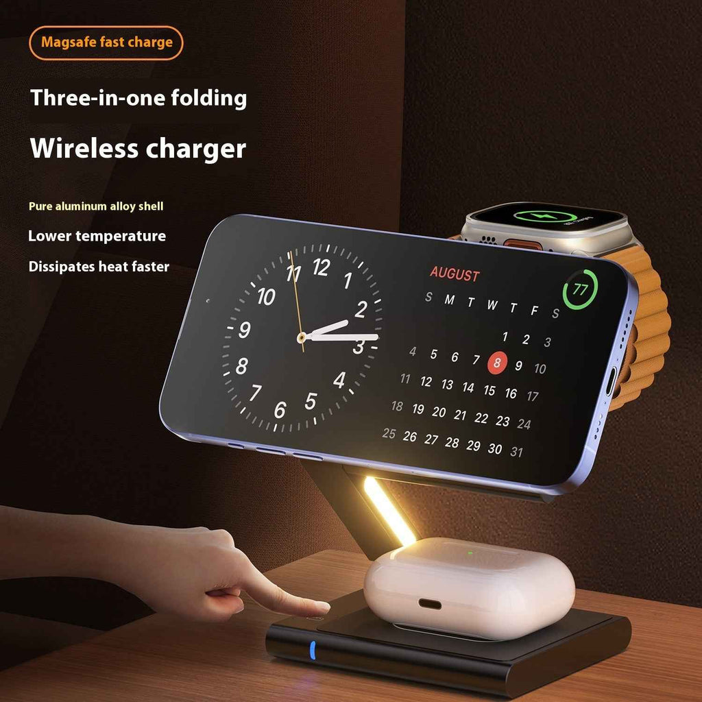 3-in-1 Folding Wireless Charger — Phone, Watch & Earbuds