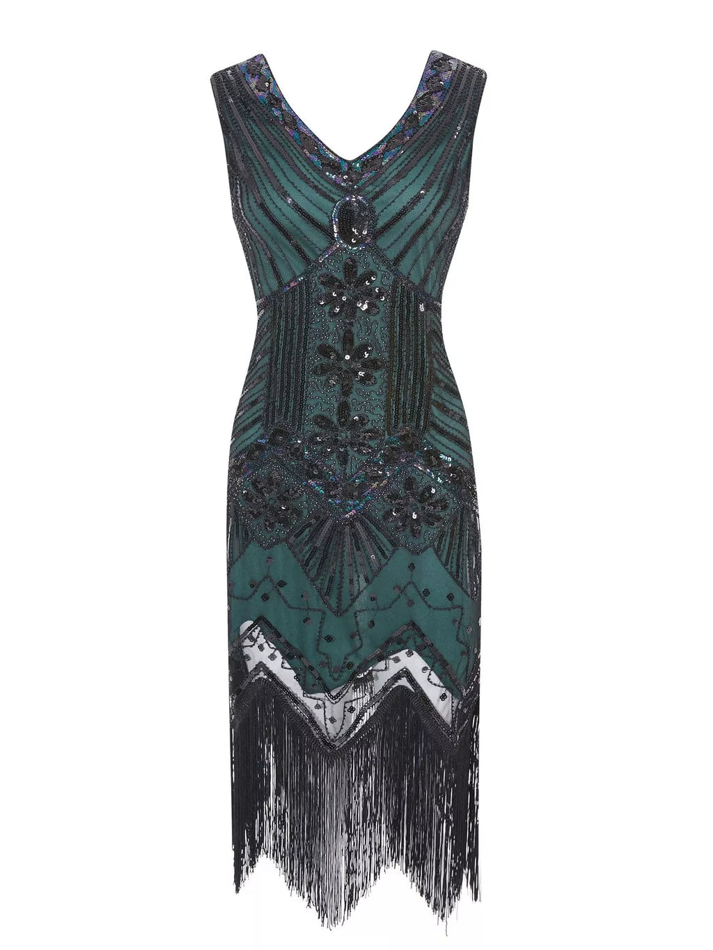 Sequin Fringe-Hem Sleeveless Dress | S–4XL