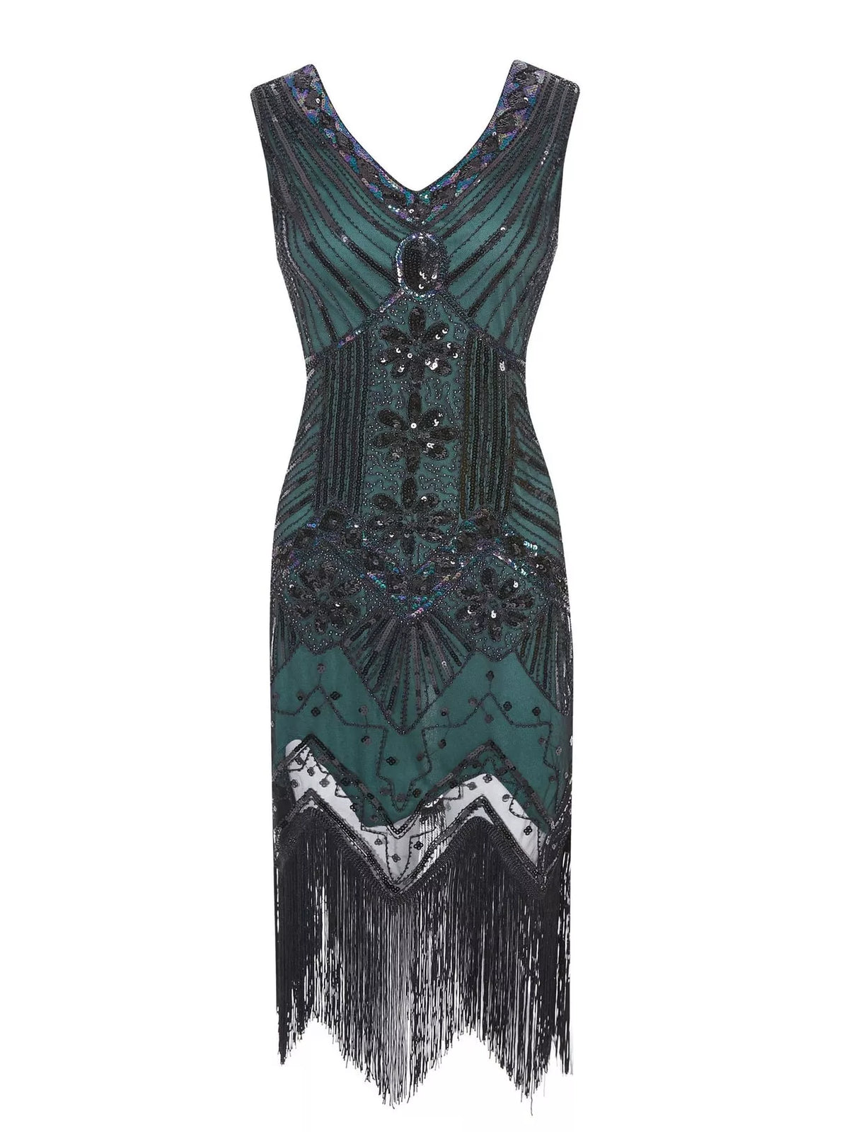 Sequin Fringe-Hem Sleeveless Dress | S–4XL