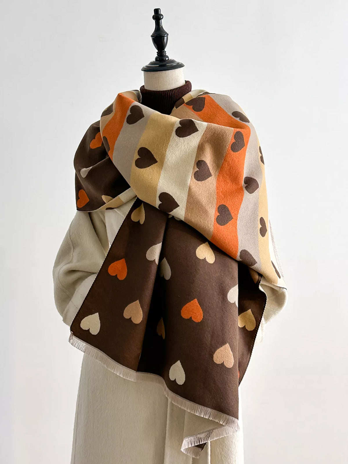 Heart-Pattern Polyester Scarf