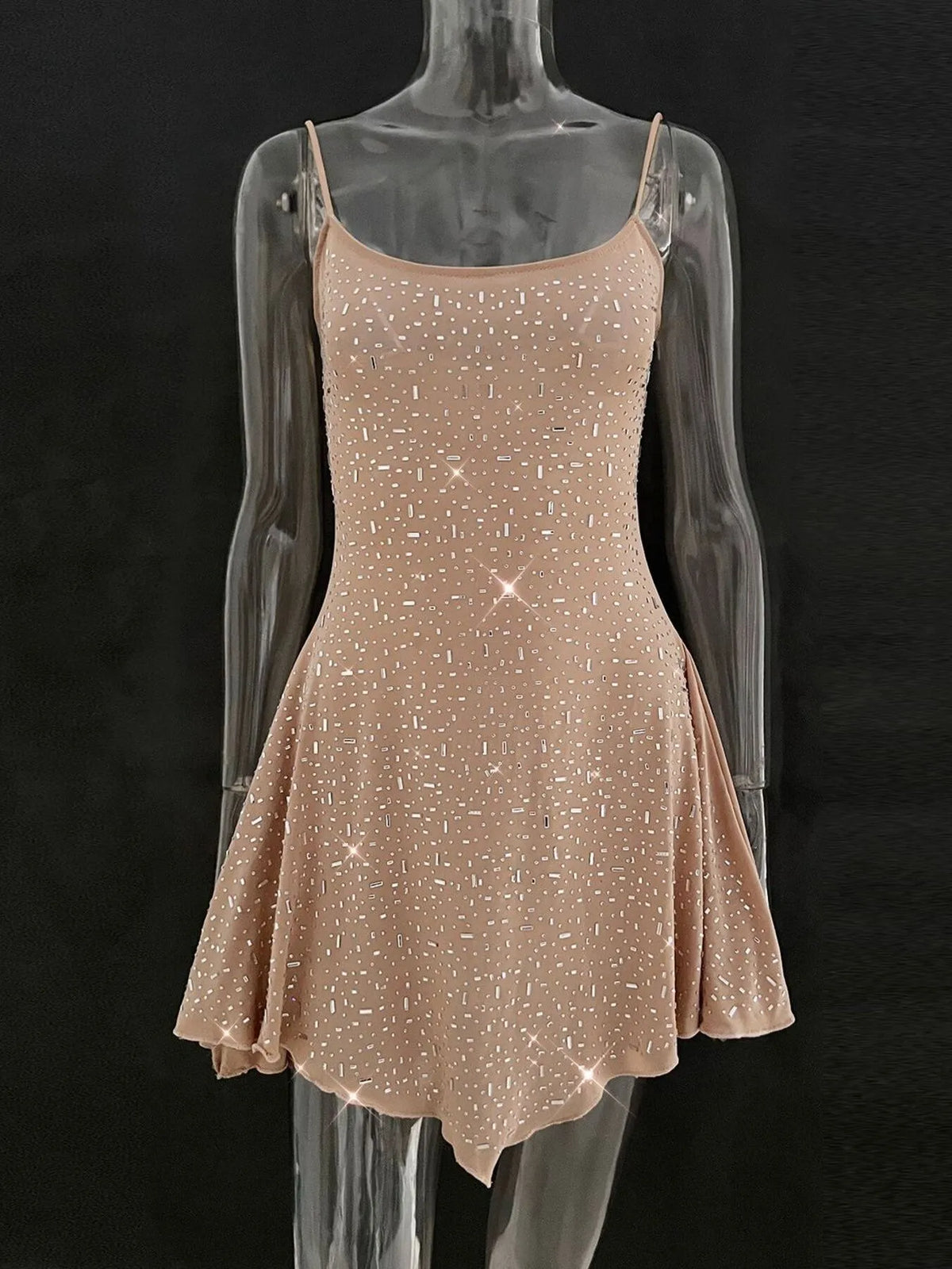Rhinestone-Detail Mini Cami Dress