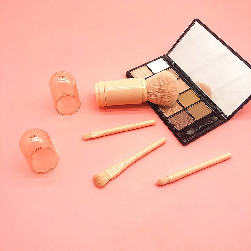 4-in-1 Portable Makeup Brush Set — Travel-Ready Pink Beauty Brushes — Prime Trend Market