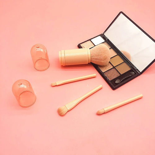 4-in-1 Portable Makeup Brush Set — Travel-Ready Pink Beauty Brushes — Prime Trend Market