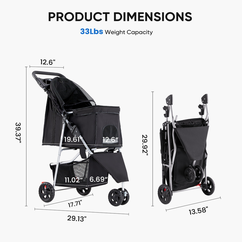 Luxury Pet Stroller Cart for Cats & Dogs — Foldable, All-Terrain, Breathable — Prime Trend Market