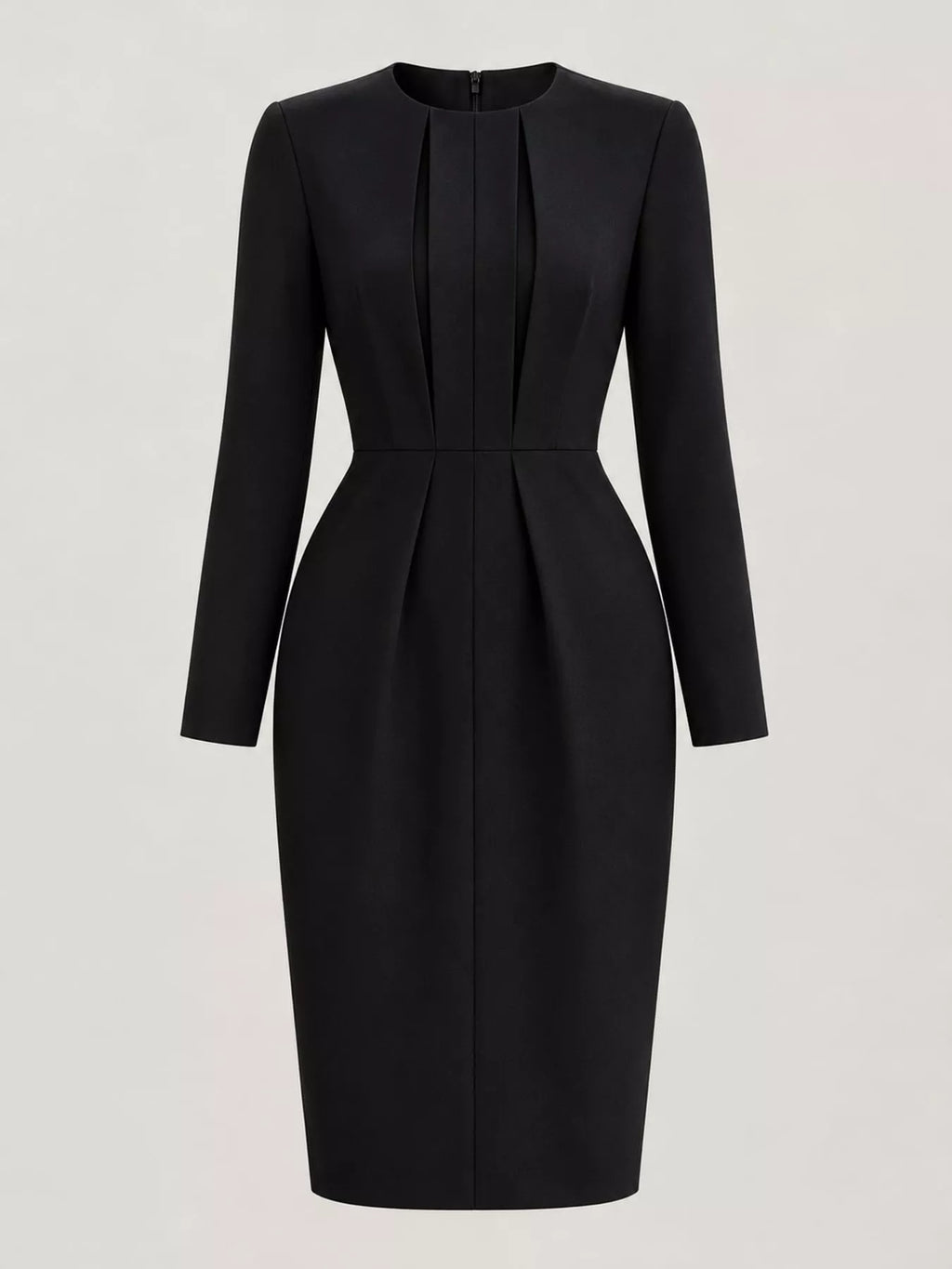 Long-Sleeve Pleated Bodycon Dress | S–3XL
