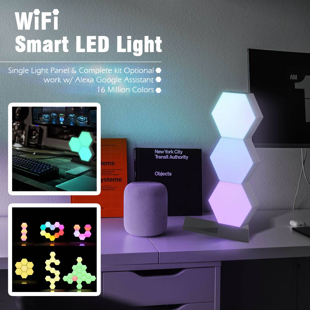 Hexagon LED Smart Light Panel | RGB App-Controlled | Touch Sensor | Modular Wall Light — Prime Trend Market