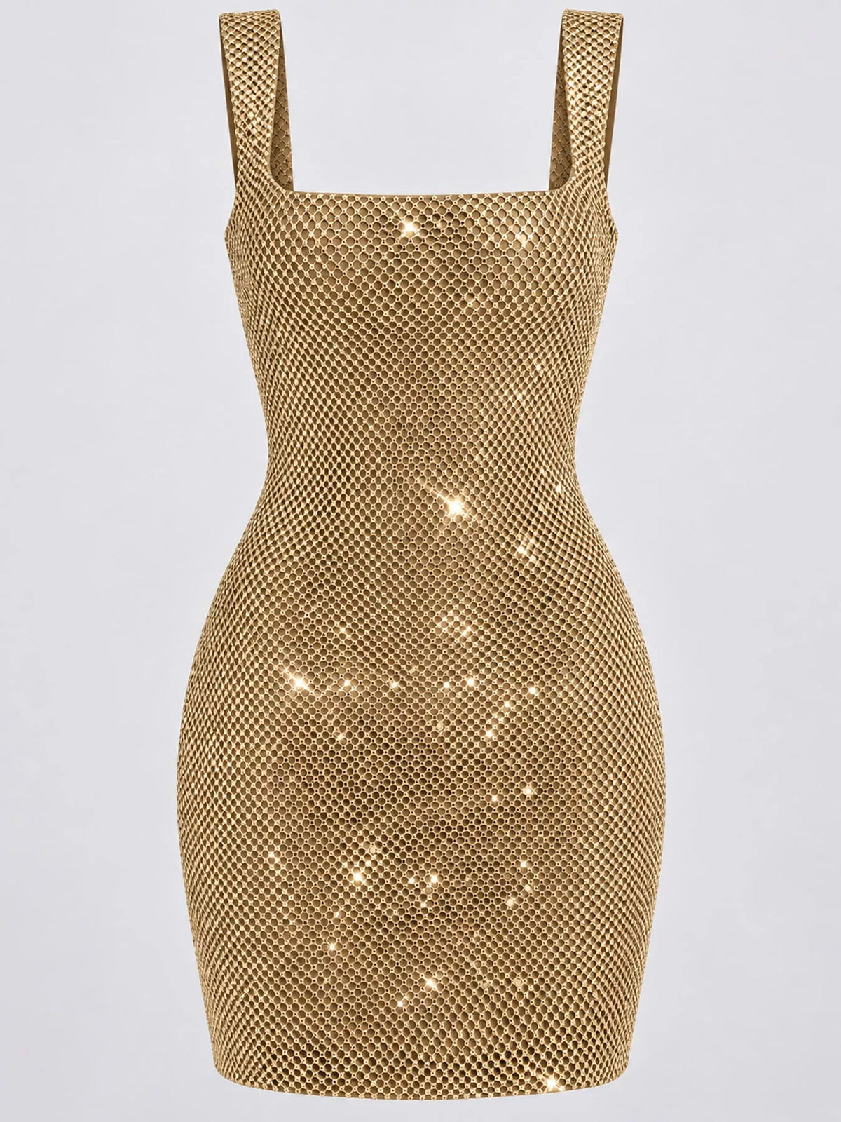 Backless Rhinestone Mesh Bodycon Mini Dress