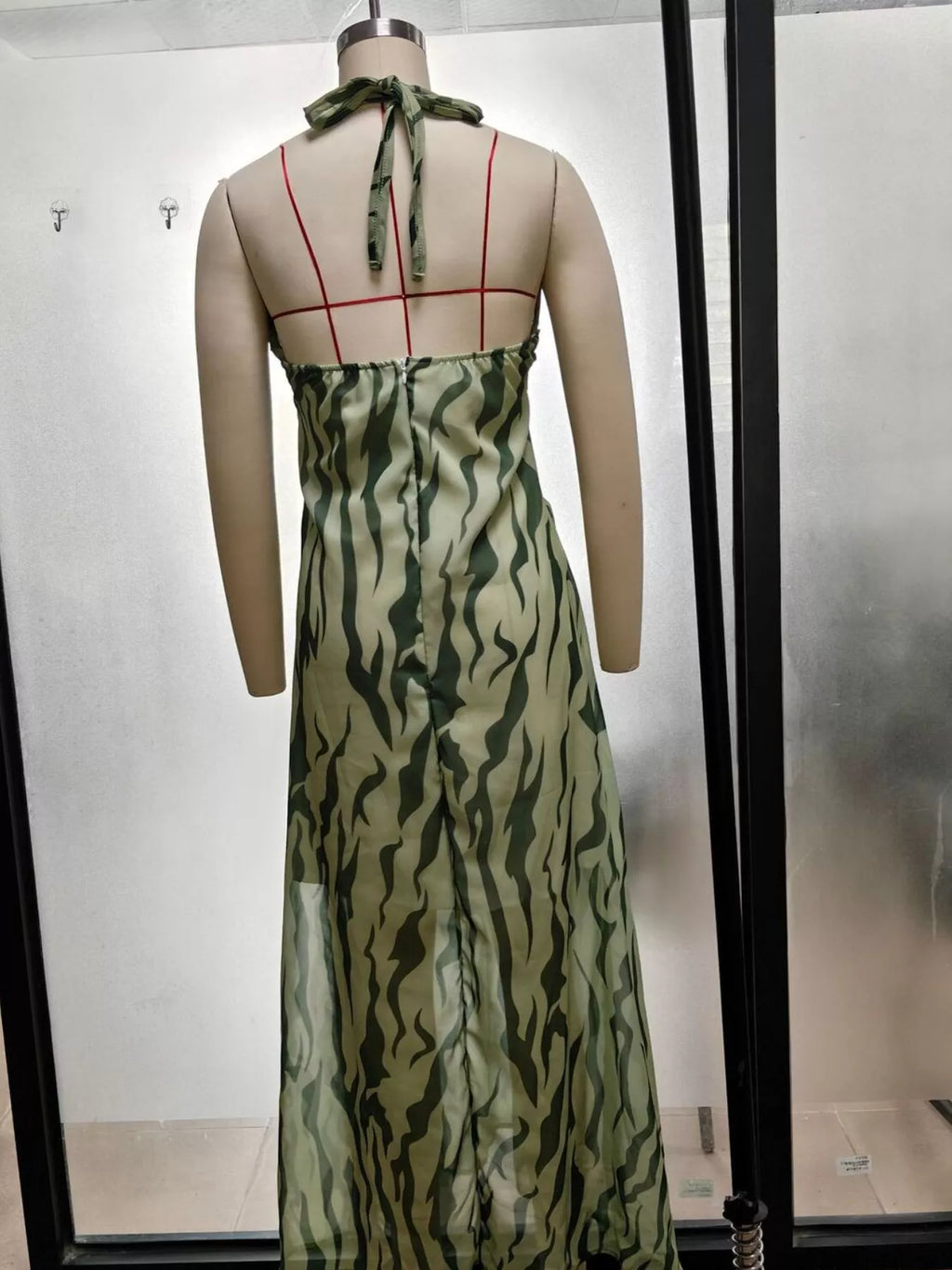 Halter-Neck Ruched Maxi Dress