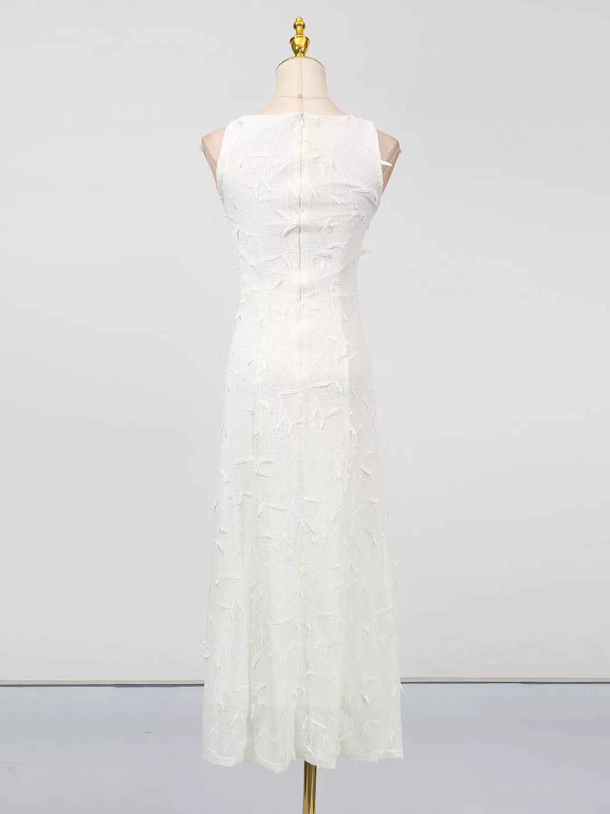 Sleeveless Floral Appliqué Midi Dress