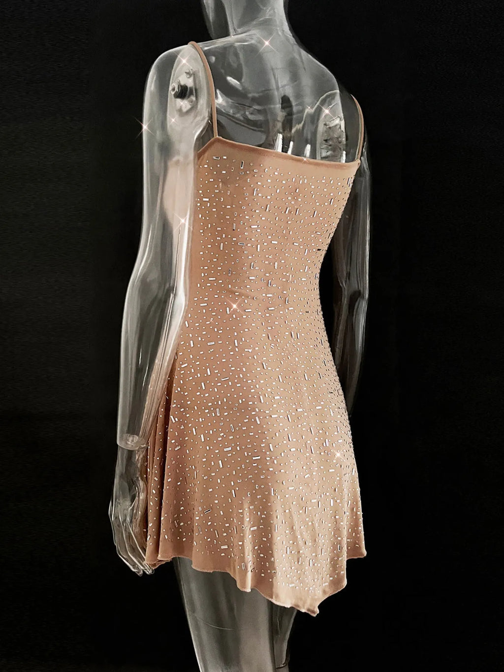 Rhinestone-Detail Mini Cami Dress