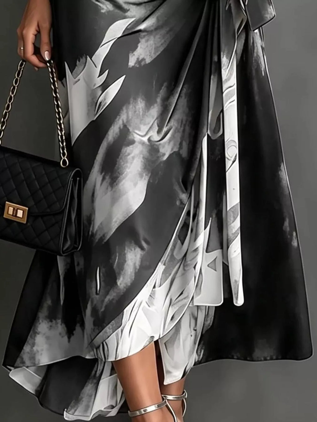 Tie-Detail Surplice Dress